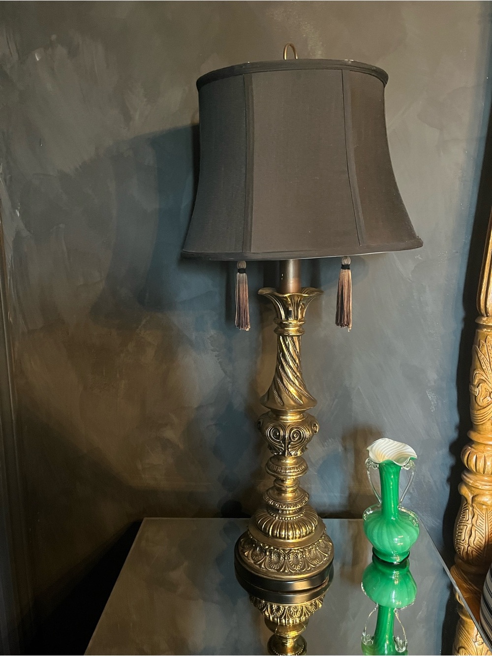 Vintage Elegant Gold Table Lamp with Black Shade